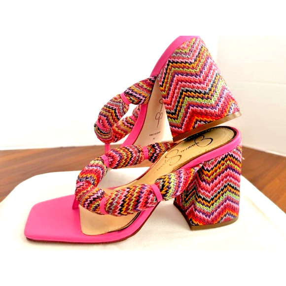 Jessica Simpson Shoes - Jessica Simpson Womens Olimpio Block Heel Thong Sandal Blush Pink Multi SZ 7